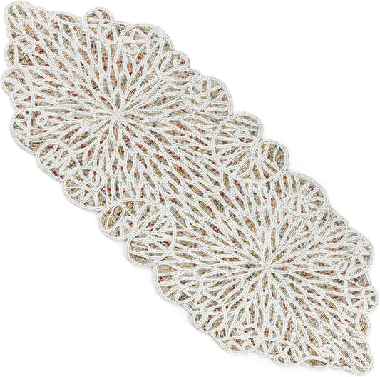 Handmade Beaded Table Runner, 13x36 Inches Lightweight Decorative Table Runner, Perfect for Dining/Wedding/Party/Everyday Use & Easy to Clean, Elegant Beaded Runner (Multi) - CLEENTABLE