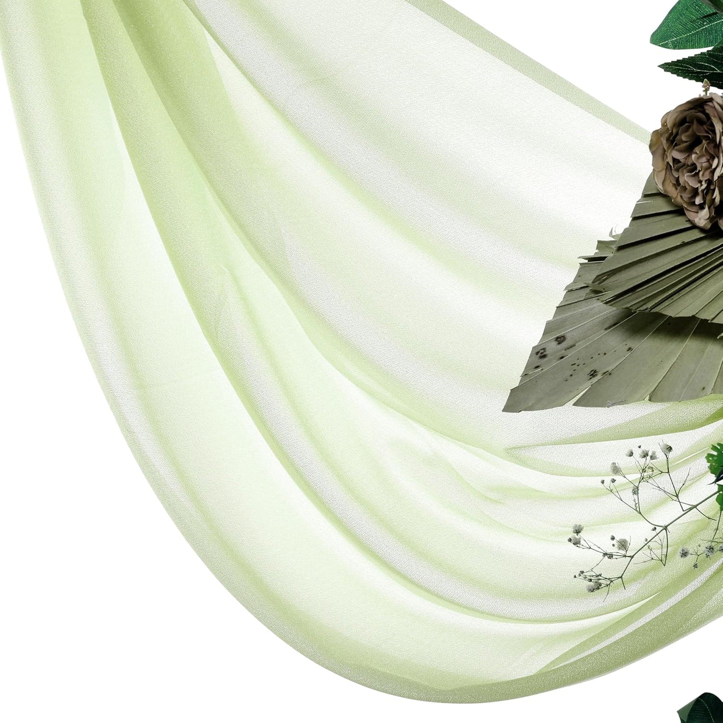 VDS Pack of 1 Panel (30 Inch X 100 Feet) Wedding Arch Draping Fabric Sheer Chiffon Fabric Drapery for Wedding Ceremony Reception Swag Backdrop Canopy Chuppah ARBO Altars Decoration (Sage Green)