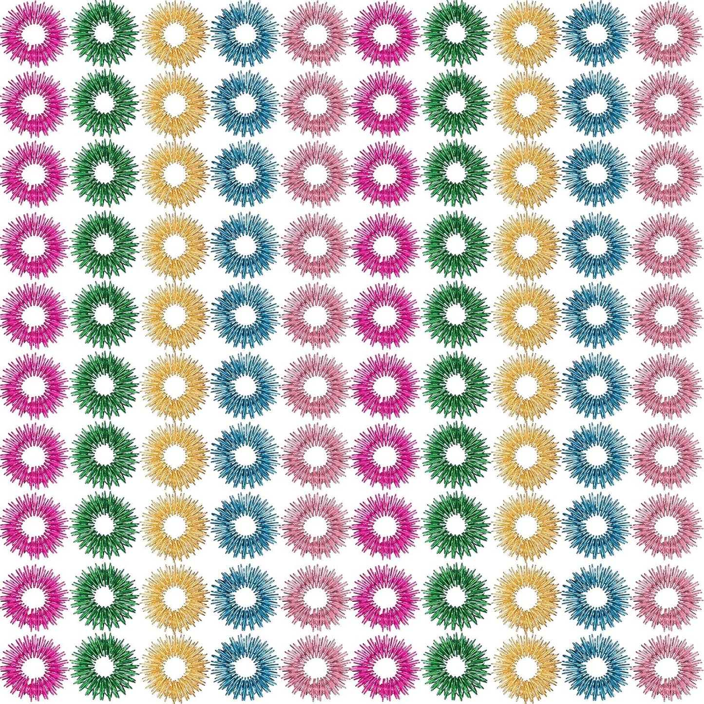 100 Pack Spiky Sensory Finger Rings, Acupressure Spiky Sensory Finger Rings for Adults, Silent Stress Reducer and Massager Fidget Ring for Anxiety for Men, Women(Vivid Colors)