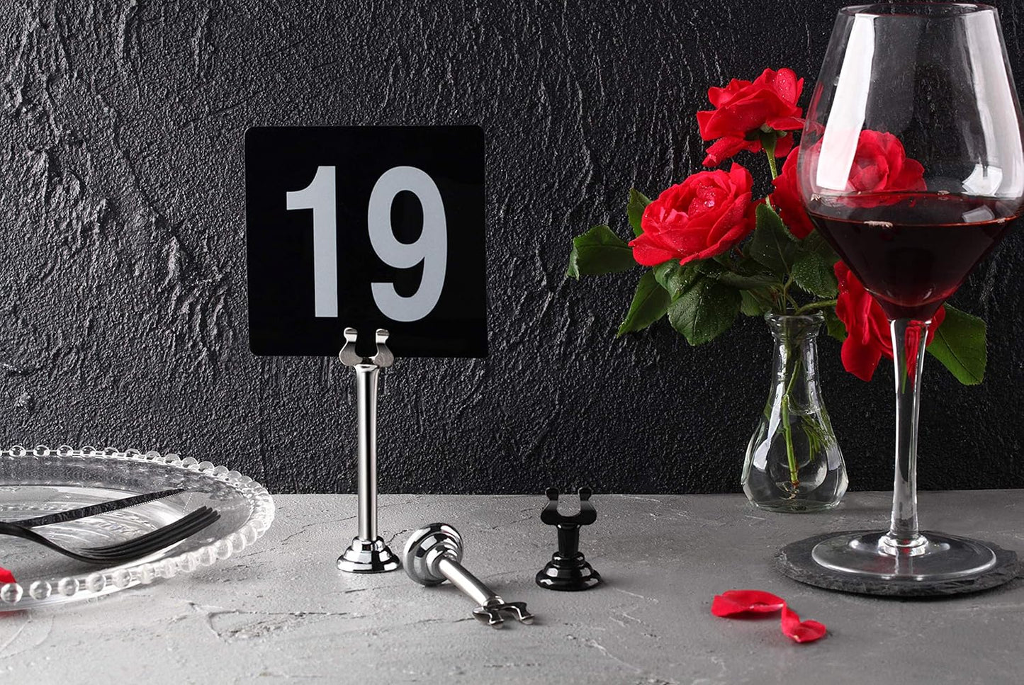 New Star Foodservice 23459 Harp Clip Style, Place Card/Table Number Holder, 3 Inch, Silver, Set of 12, 23442