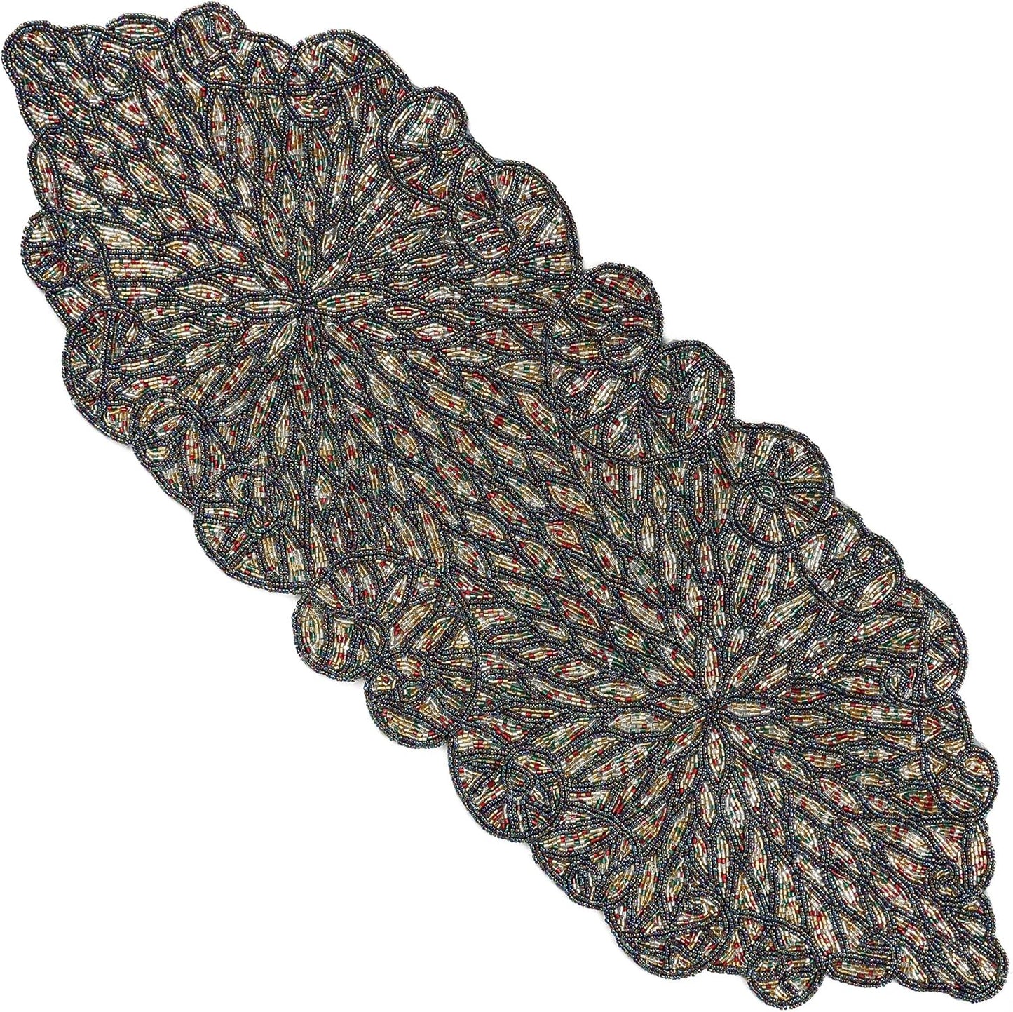 Premium Beaded Table Runner - 13x36 Elegant & Durable Home Décor for Dining, Weddings, Parties & Special Occasions with Non-Slip Backing, Versatile & Easy-Care (Multi) - CLEENTABLE