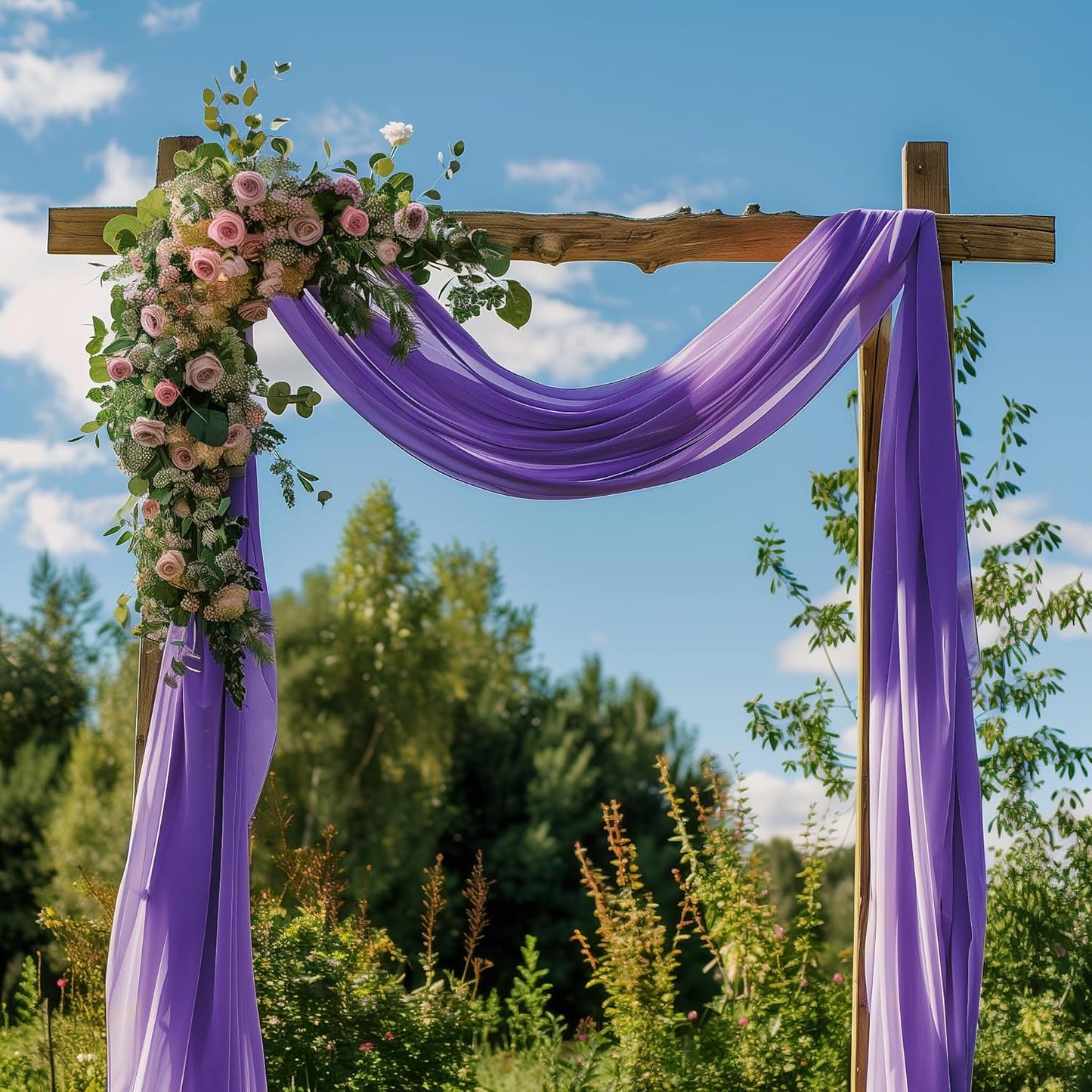 Wedding Arch Draping Fabric 1 Panel 28.7" x 20FT Lavender Purple Sheer Chiffon Backdrop Drapes for Wedding Ceremony Birthday Party Bridal Shower Outdoor Decoration