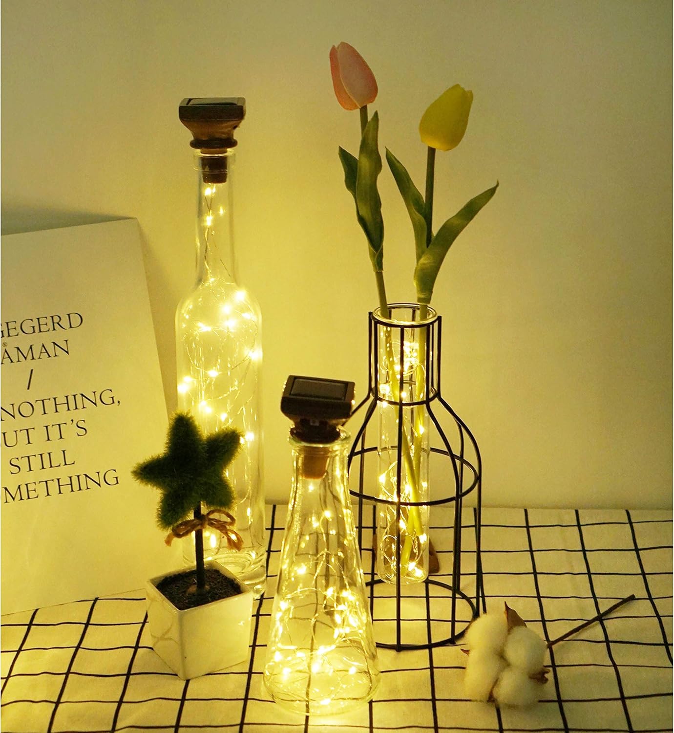 Decorman 10 Pack Solar Wine Bottle Lights 20 LEDs Waterproof Fairy Cork String Silver Wire Craft Lights for Party, Wedding, Christmas, Holiday, Garden, Patio or Table Decor