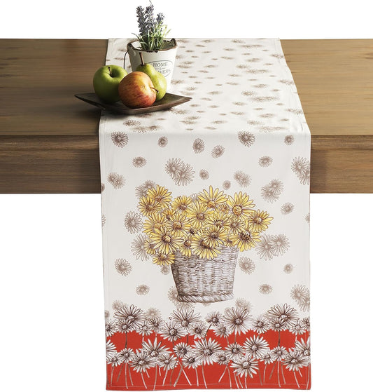 Maison d' Hermine Table Runner 100% Cotton Single Layer Table Runners 90 inches Long for Thanksgiving Christmas Decorations Home Kitchen Dining Party Wedding (Bagatelle, 14.5" x 90")