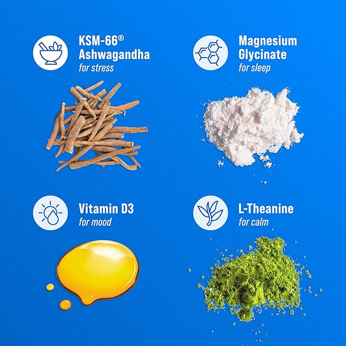 Supercalm Powdered Drink Mix, Blue Coconut, L Theanine, Ksm-66 Ashwagandha, Magnesium Glycinate, Vitamin D 3, Supplements for Relaxation & Focus, No Sugar, Non GMO, On The Go, 20 Srvgs