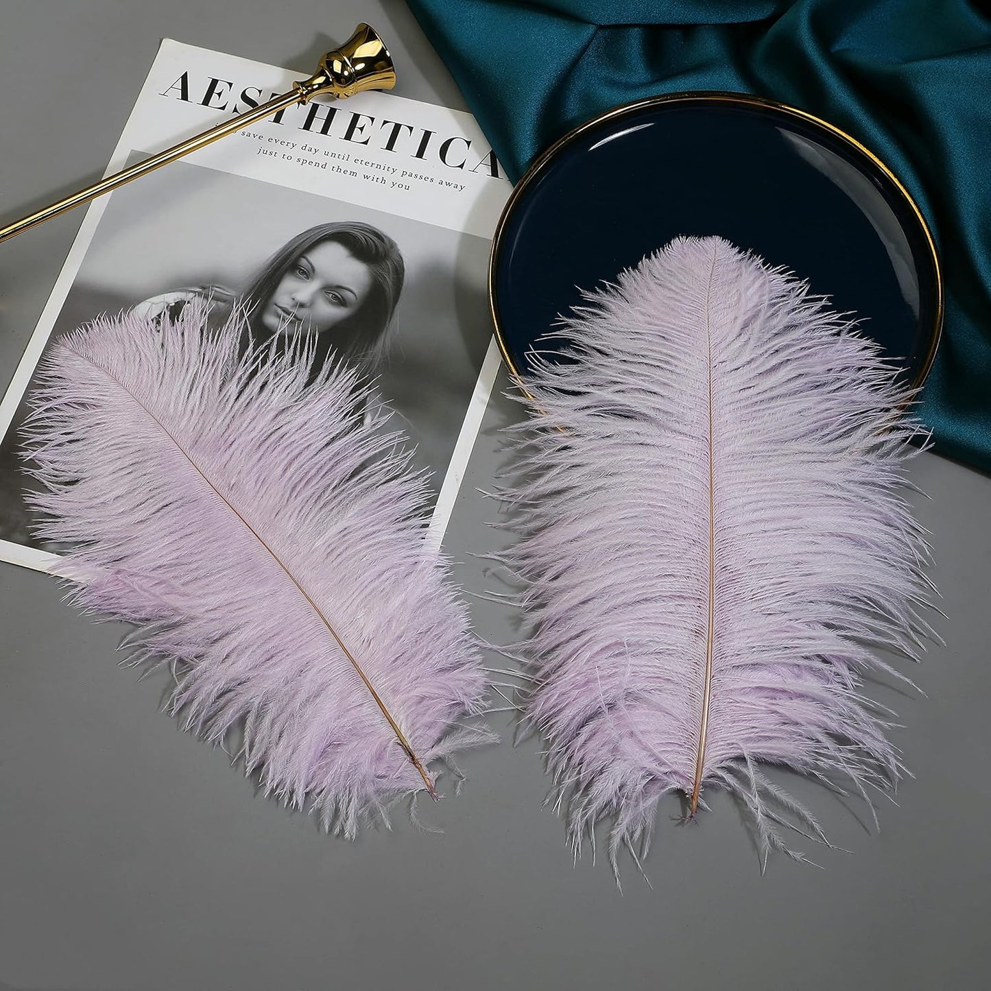Ballinger Lavender Ostrich Feathers Bulk - 24Pcs 12-14inch Light Purple Feathers for Party Centerpieces, Flower Arrangement and Home Decor