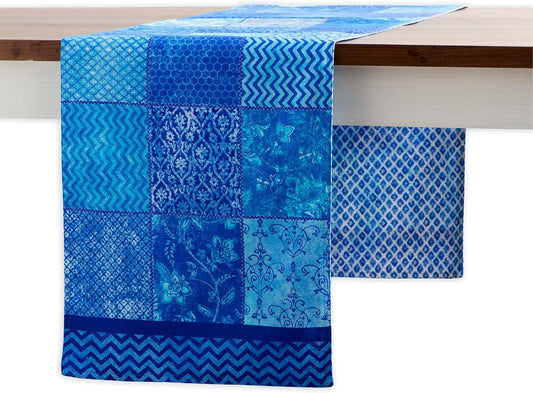 Maison d' Hermine Table Runner 100% Cotton Double Layer Table Runners 108 inches Long Decorative for Home Kitchen Dining Party Wedding Bridal Shower Spring Summer (Indigo Love, 14.50" x 108")