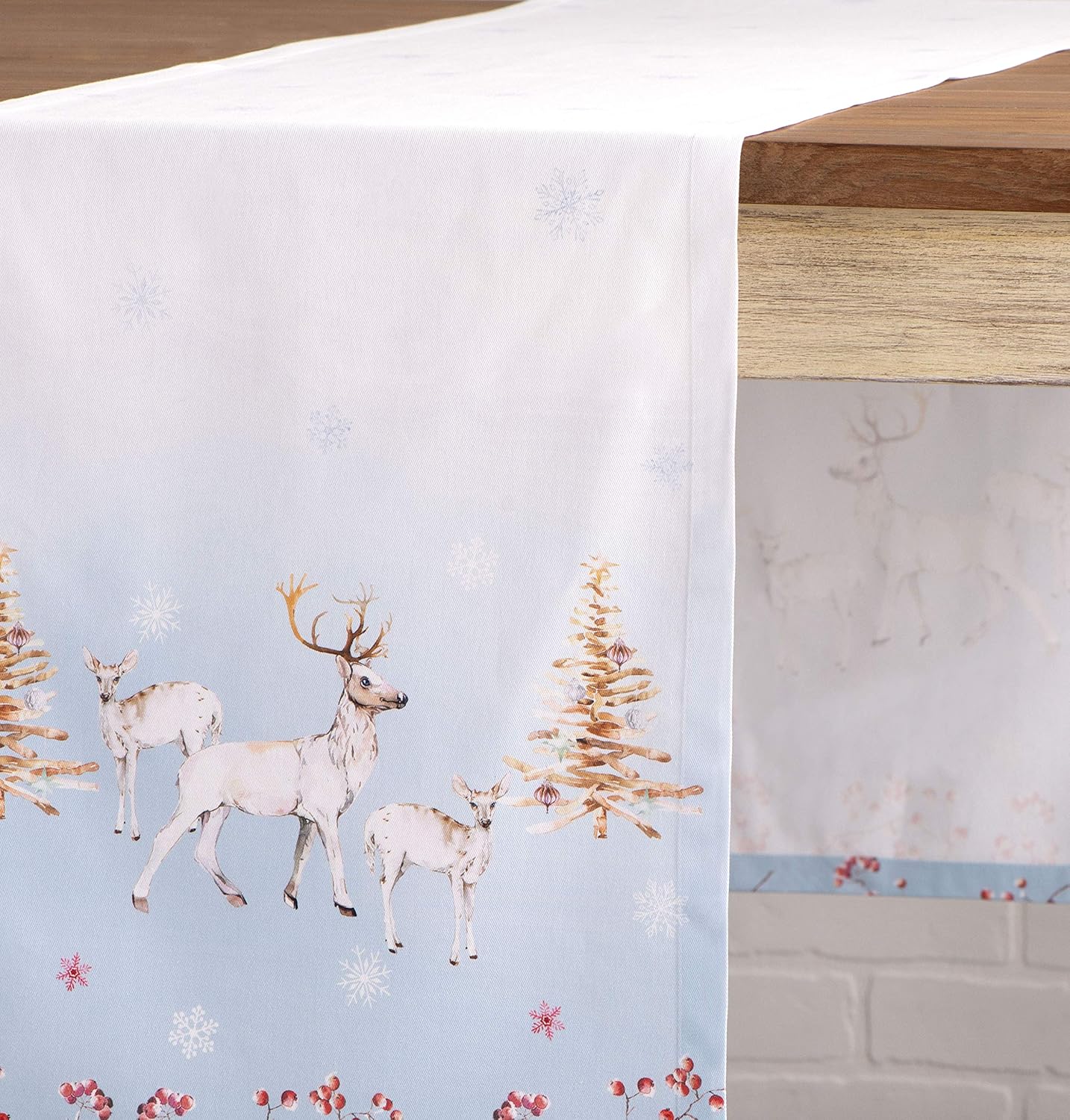 Maison d' Hermine Table Runner 100% Cotton Single Layer Table Runners 48 inches Long for Thanksgiving Christmas Decorations Home Kitchen Dining Party Wedding (Fairy Tale Forest, 14.5" x 48")