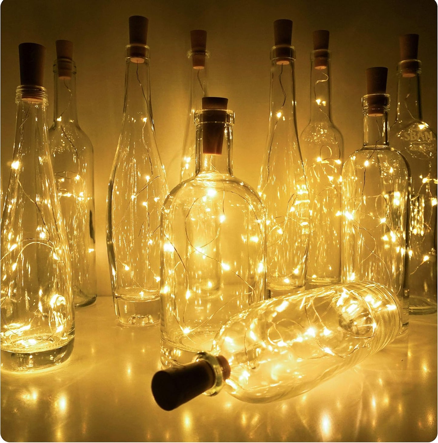 Bottle Lights 12 Pack 20 LEDs Cork Lights for Wine Bottles Battery (Included) Powered Fairy Mini String Lights for DIY Jar Lighting Indoor Bedroom Party Wedding Christmas Halloween Decor (Warm White)