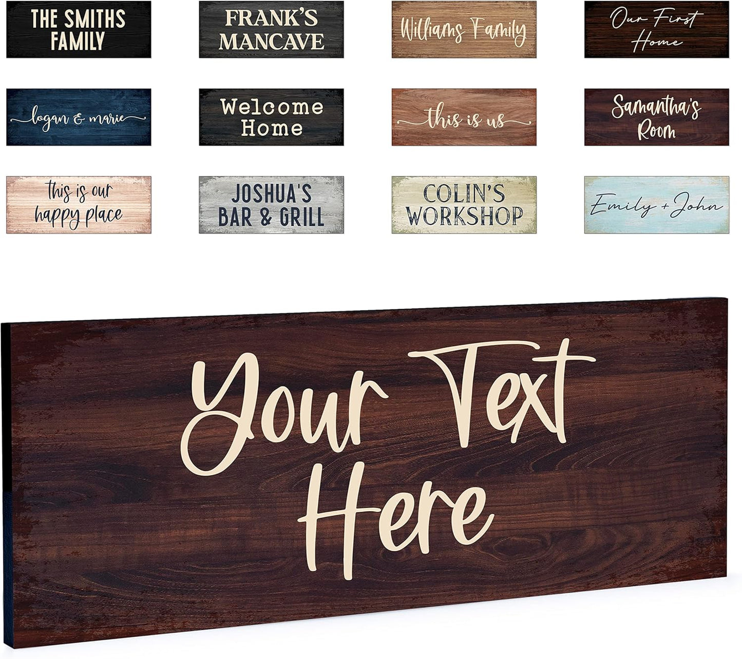 Personalized Signs for Home, Custom Sign with Any Text, 3 Sizes - 12 Background Options & 8 Fonts - Customizable Sign 18X7