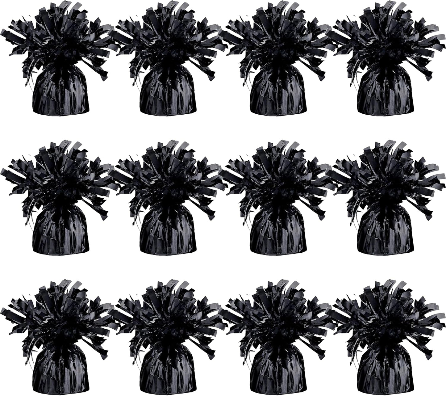 Black Balloon Weights, Heavy Balloon Weight Pack of 12 Metallic Foil Weights for Balloons, Birthday Party & Wedding Table Centerpiece Ballon Weight 4.8’’ DIY Ballon Weights for Helium Balloons