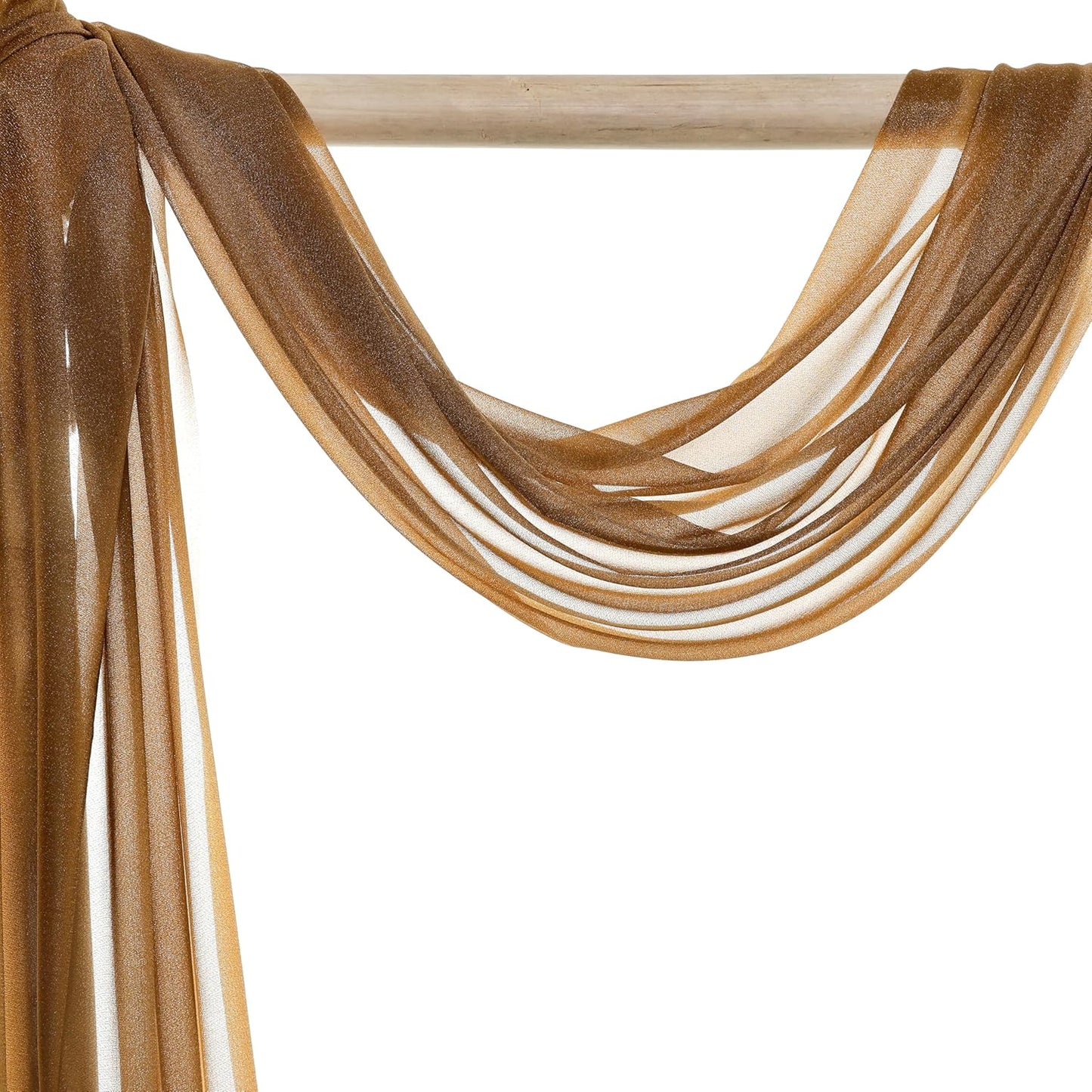 VDS Pack of 1 Panel (30 Inch X 50 Feet) Wedding Arch Draping Fabric Sheer Chiffon Fabric Drapery for Wedding Ceremony Reception Swag Backdrop Canopy Chuppah ARBO Altars Decoration (Mocha)