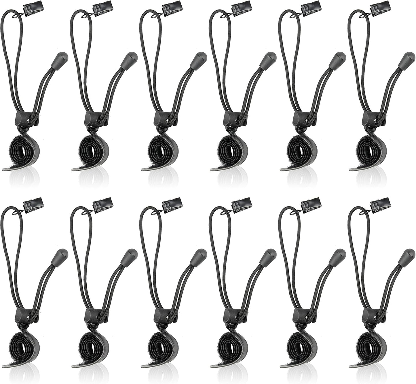 SLOW DOLPHIN Backdrop Background Muslin String Clips Holder Multifunctional for Photo Video Photography Studio 12 Pack, Black