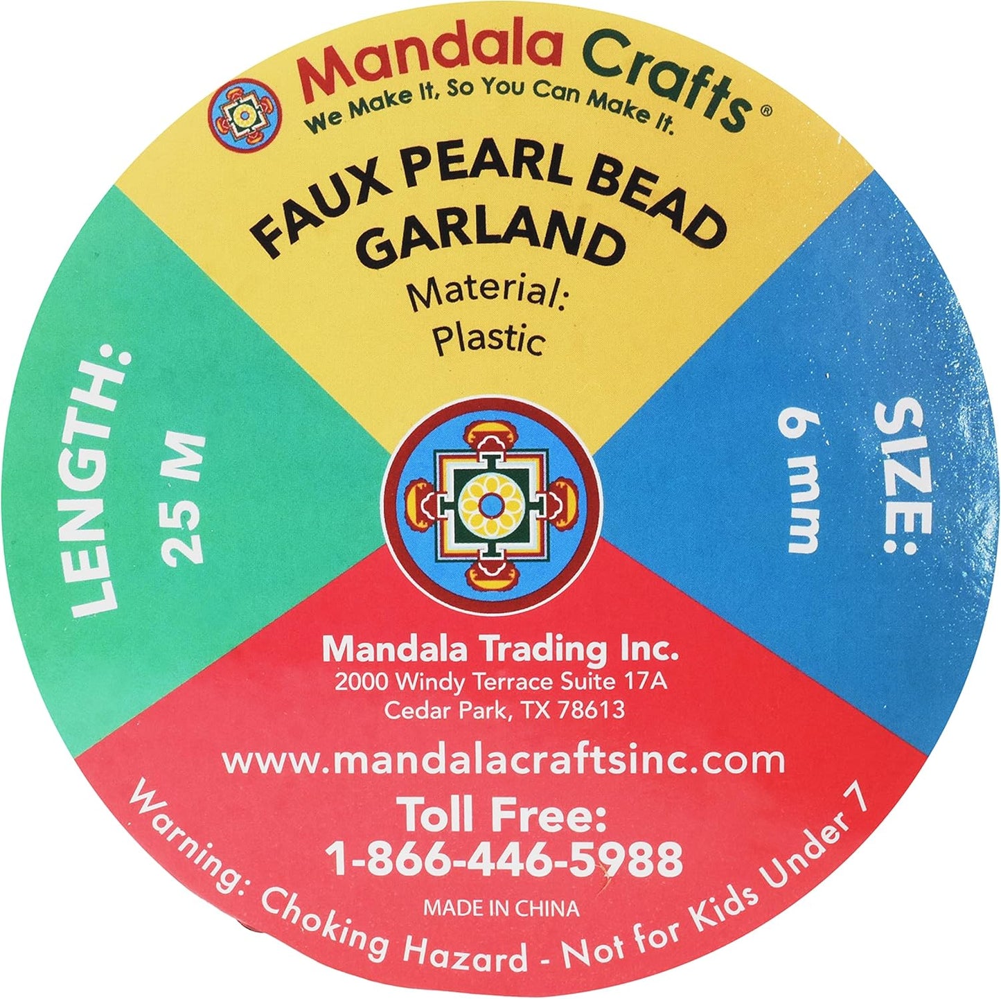 Mandala Crafts 6mm Faux Orange Pearl Beads Roll - 27 Yards Strand of Fake Pearls Chain Garlands Spool String for Christmas Tree, Wedding, Party, Vases, DIY Decoration