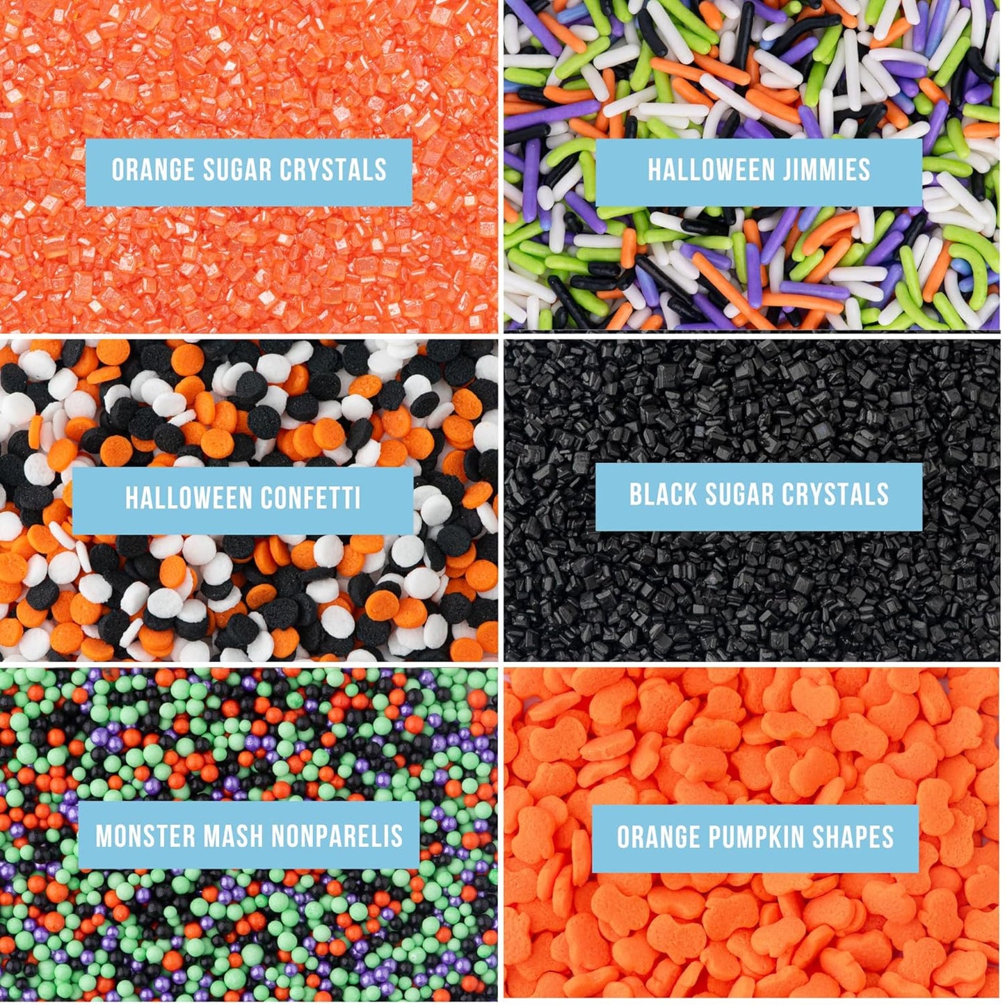 Sweets Indeed Halloween 6-Cell Sprinkle Jar – 6 Variety Sprinkle Compartments | Edible Cake Decorations for Cupcakes, Cookies, Cakes & Desserts | 6.45 oz