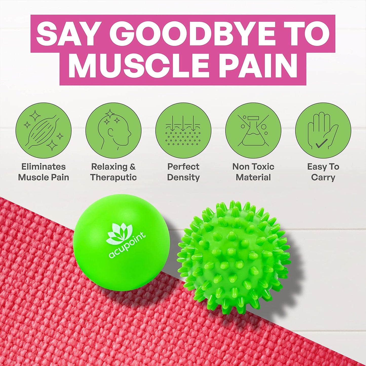 Physical Massage Therapy Lacrosse Ball Set Ideal for Yoga Deep Tissue Massage Trigger Point Therapy and Myofascial Release Physical Therapy Back Foot Plantar Fasciitis (Spiky Ball)