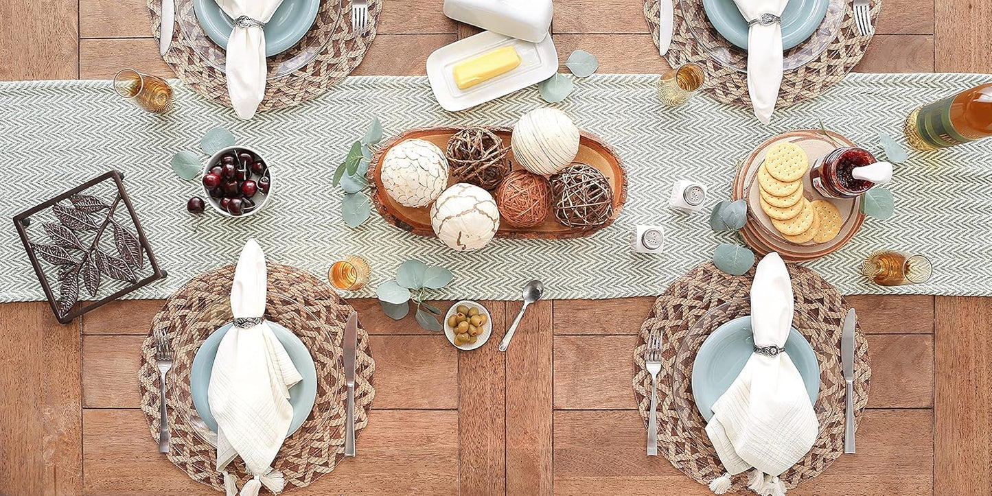 DII Woven Basic Tabletop Collection, Chevron Table Runner, 15x72, Artichoke