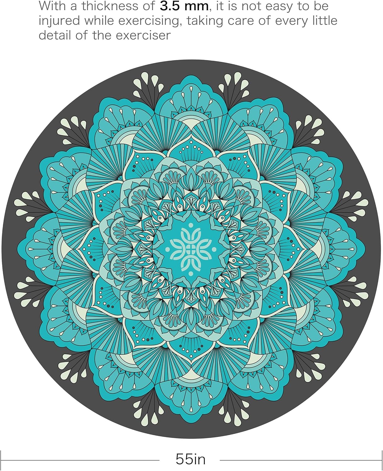 Pilates Mat Round Oversize Yoga Mat Suede Rubber Non-Slip Dia 140cm Exercise Mat Meditation Mat Workout Mat for Home Outdoor