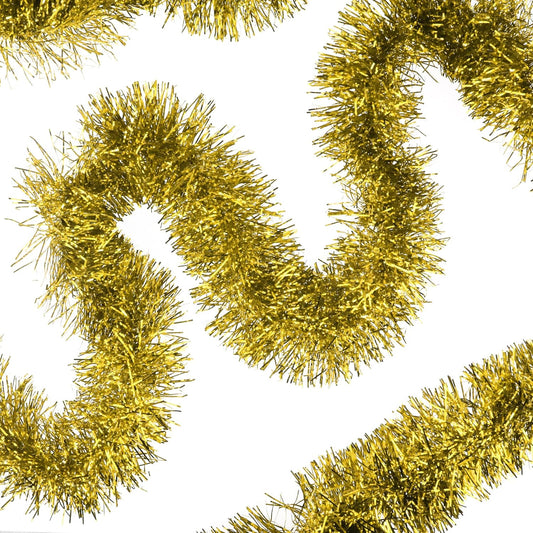 32.8 Ft Gold Christmas Tinsel Garland Metallic Shiny Tassle Banner Wall Hanging Tinsel Streamers Backdrop for Christmas Holiday Birthday Party Supplies Indoor Outdoor Ornaments Home Decor