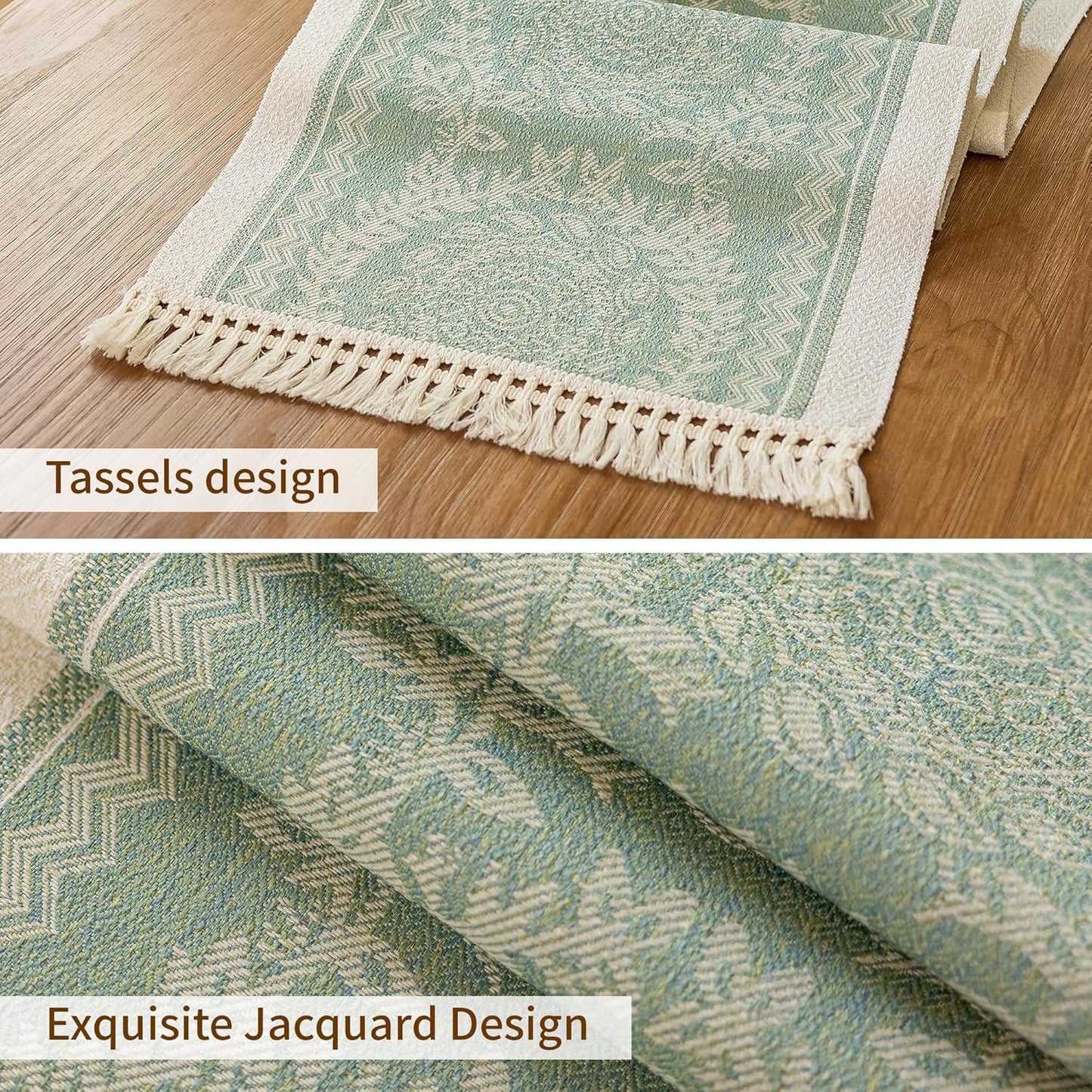 Table Runners 95 Inches,Waterproof Boho Table Runner with Tassel Fringe,Table Runner for Party Coffee Table