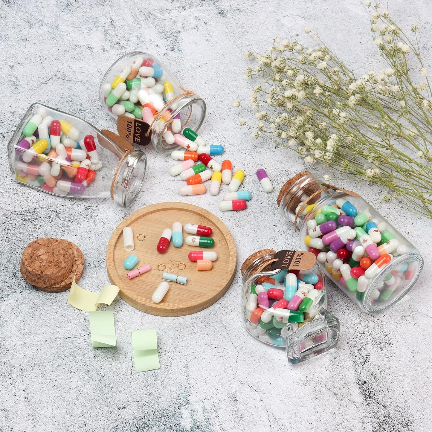 Capsule Letters Message in a Bottle - Love Letter for Valentine's Day, Birthday,Long Distance Relationship Gifts for Boyfriend,Girlfriend - (Mixed Color 45pcs)