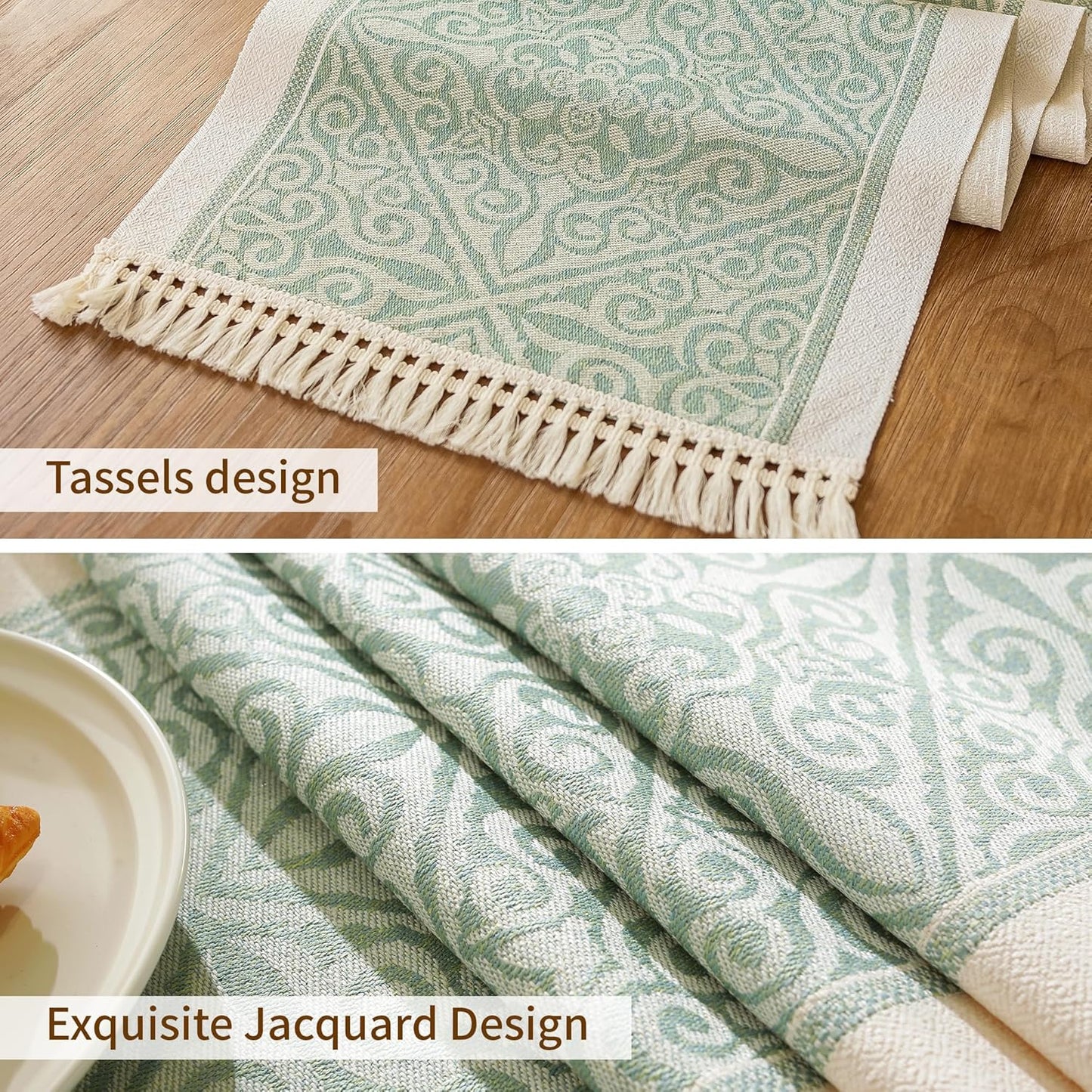 Table Runners 72 Inches Long Waterproof Boho Table Runner with Tassel Fringe,Table Runner for Party Coffee Table