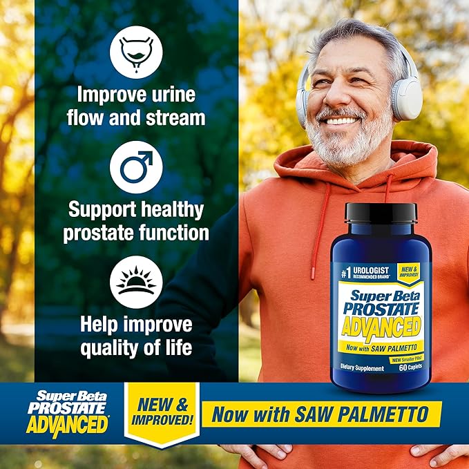 Advanced with Saw Palmetto - Prostate Health Supplements for Men, Bladder & Urinary Support with Beta-sitosterol, Reishi, Saw Palmetto, Vitamin D, Zinc Oxide, Selenium - 240 Count