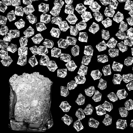 LAIDANLA 500PCS Fake Ice Cubes Clear Acrylic Gems Vase Fillers for Centerpiece Plastic Diamonds Fake Crushed Rocks DIY Party Table Scatter Prop Wedding Decoration Accessories