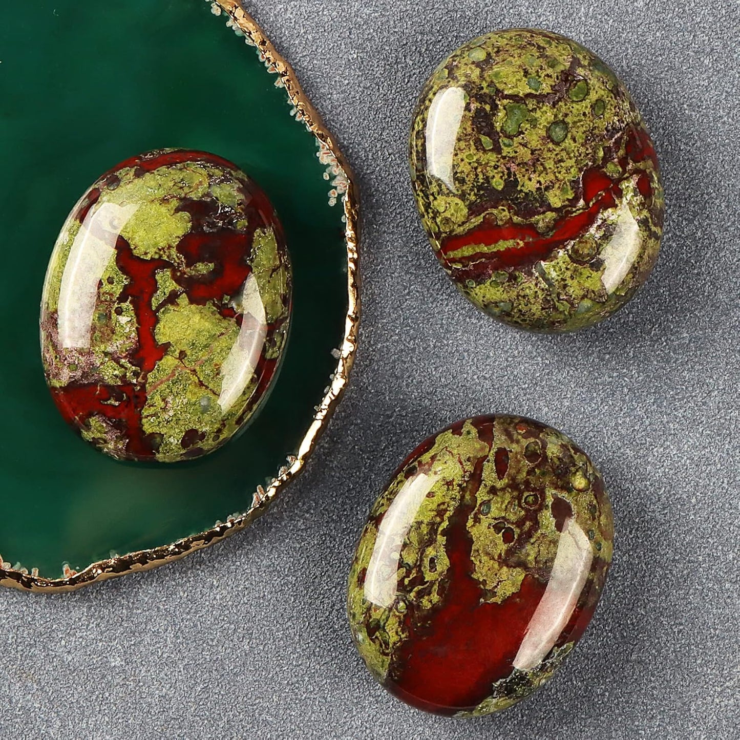 1.8 Inch Dragon Blood Jasper Crystal Thumb Worry Stone Palm Stones Crystal Pocket Gemstone for Anxiety Relief Meditation Yoga Spiritual Reiki Positvity