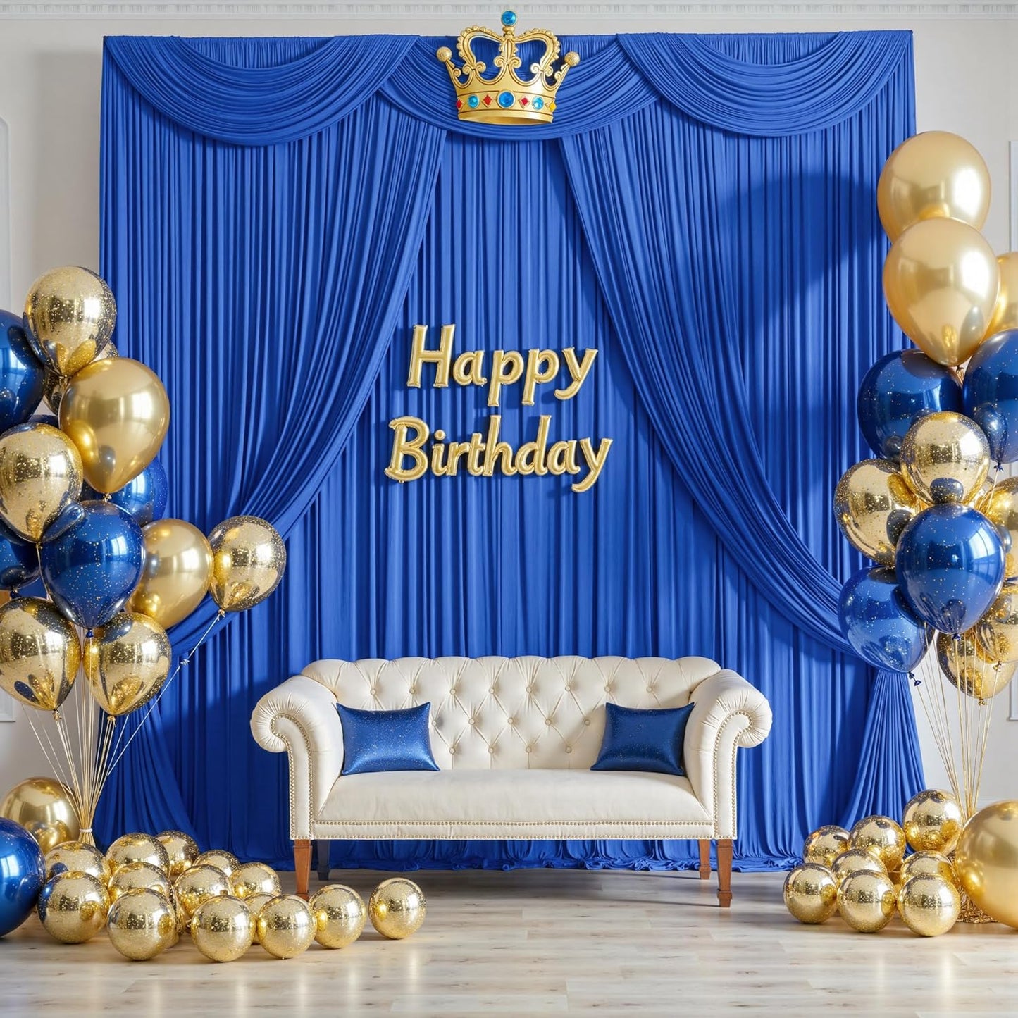 10x10 ft Wrinkle Free Royal Blue Backdrop Curtains for Party Background, Silky Polyester Blue Photo Backdrop Drapes 2 Panels Back Drop Cloth for Wedding Birthday Photography Baby Shower Decor