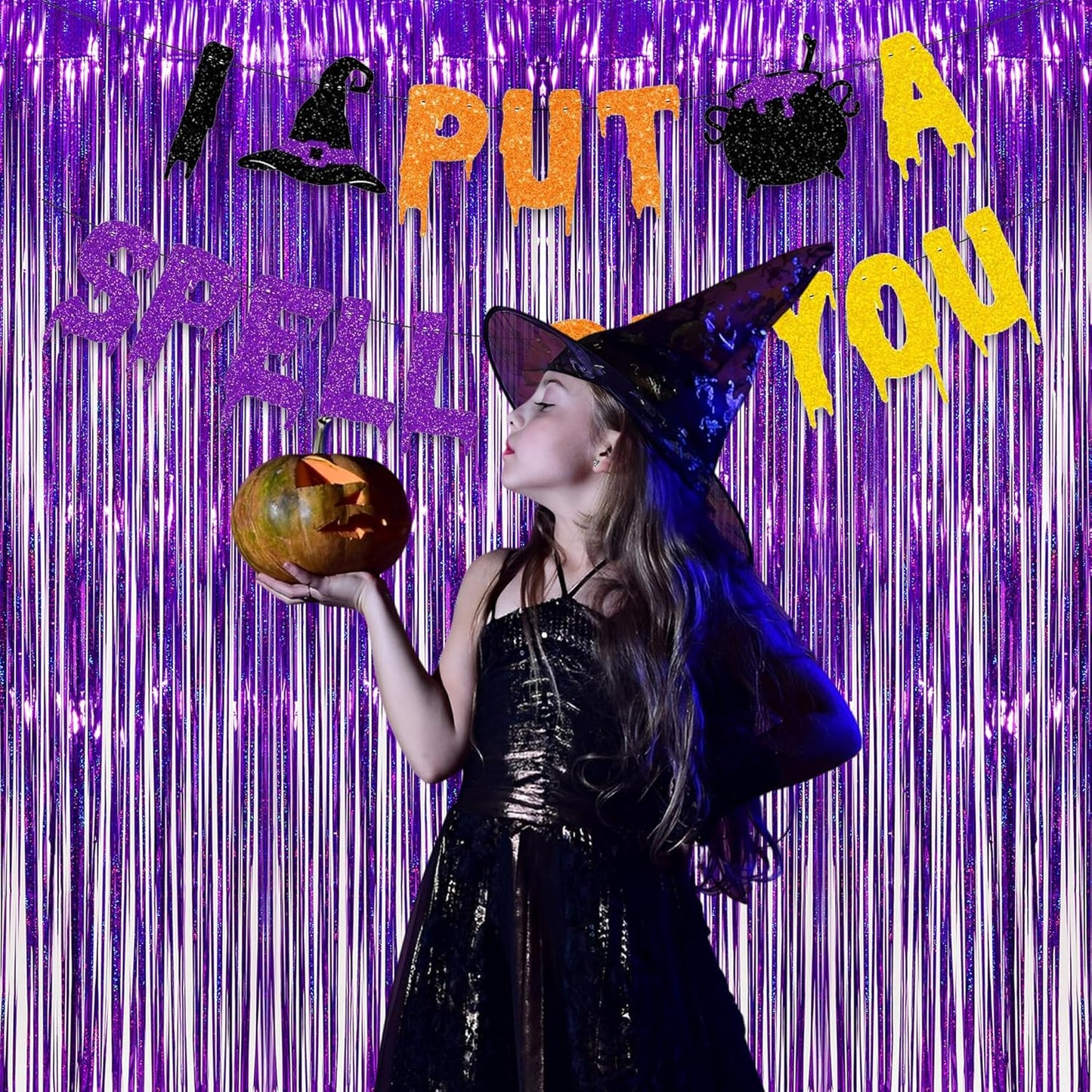 Purple Tinsel Curtain Party Backdrop - GREATRIL Foil Fringe Curtain Party Photo Booth Streamers for Hunters Mermaid Themed Decorations - 1m x 2.5m - Pack of 2