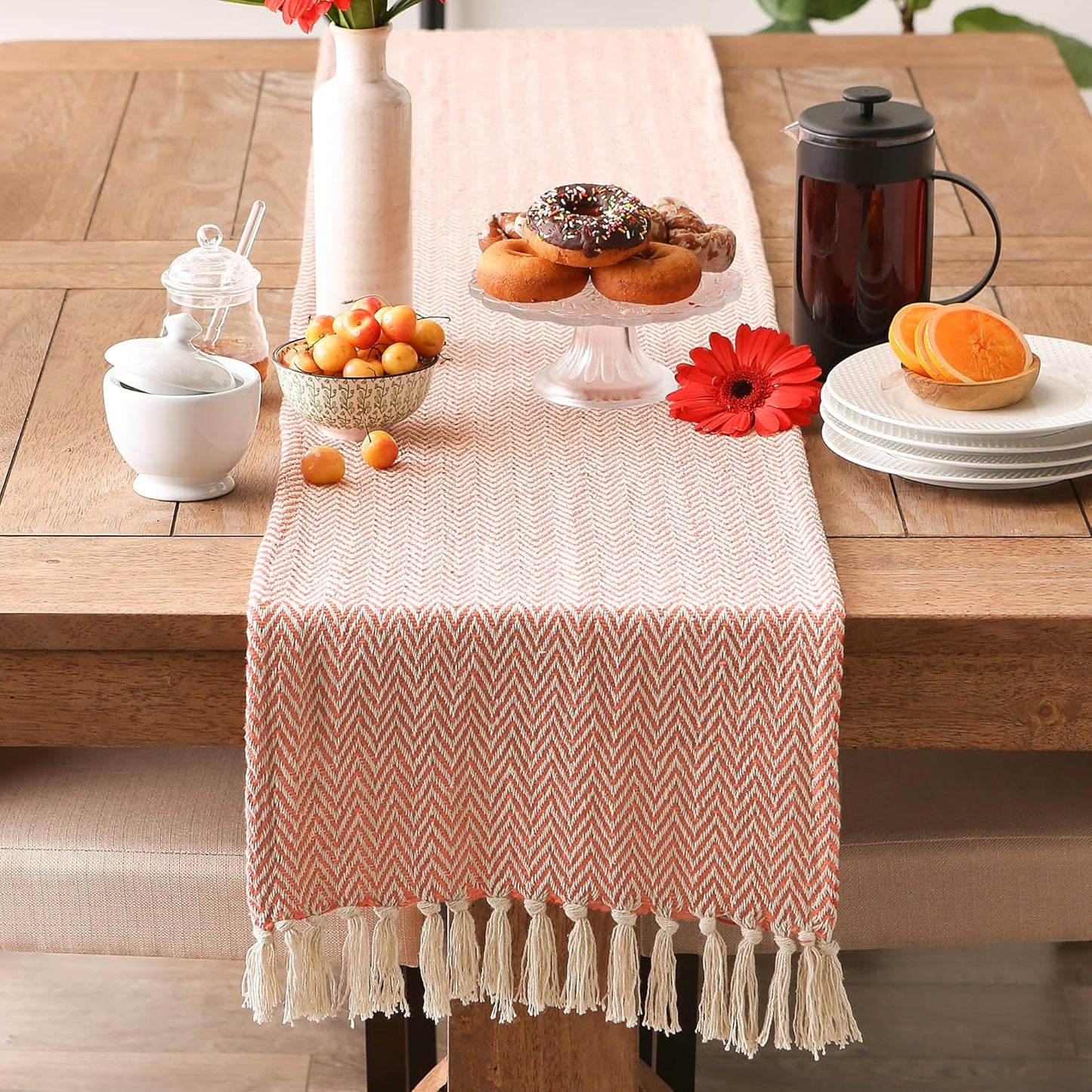 DII Woven Basic Tabletop Collection, Chevron Table Runner, 15x72, Spice