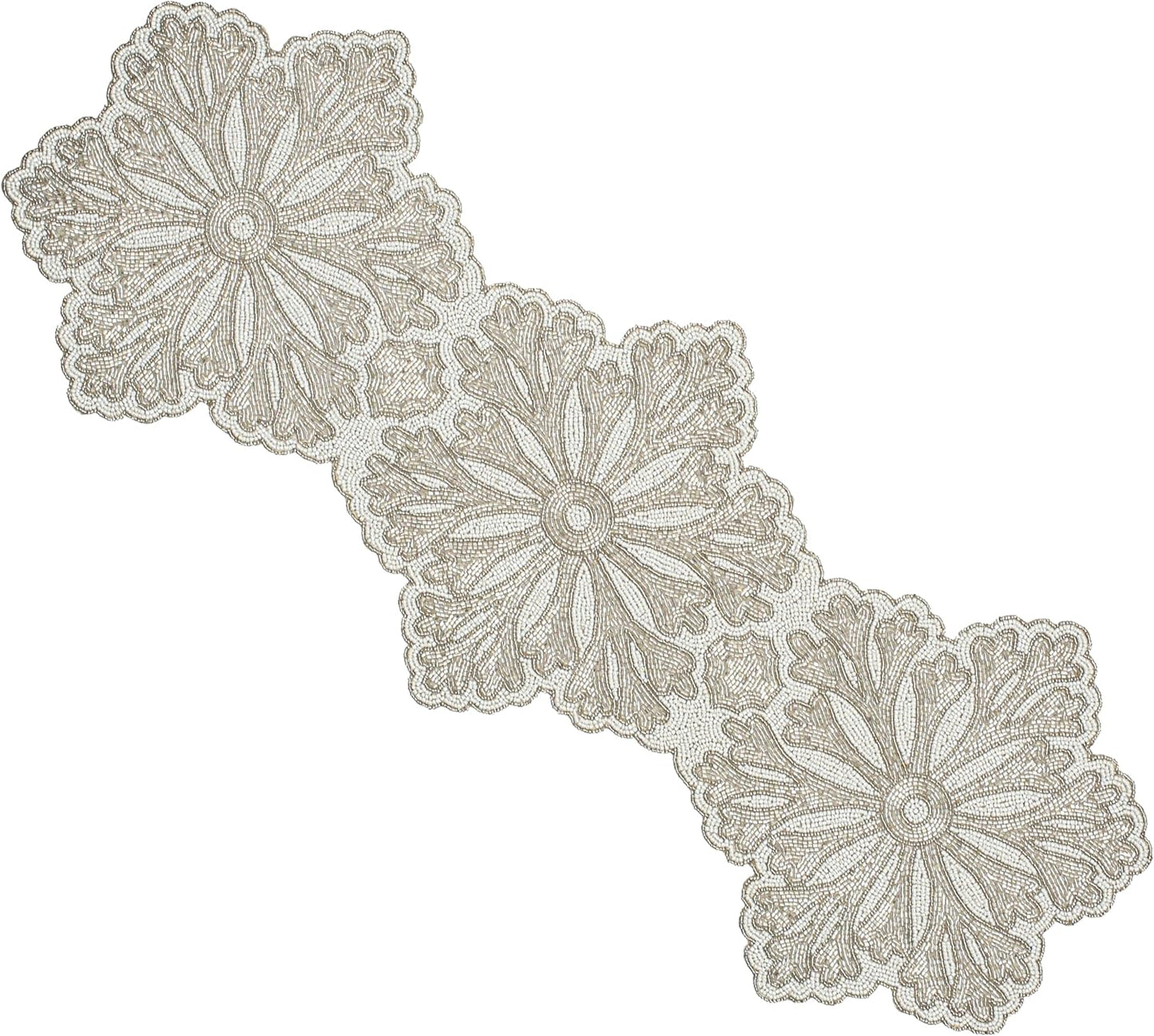 Beaded Table Runner - Elegant & Versatile Dining & Kitchen Linen for Home Decor, Weddings, Parties, Special Occasions, Modern Table Decoration & Luxury Festive Accessory (Ivory) - CLEENTABLE