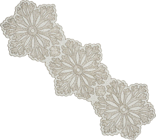 Beaded Table Runner - Elegant & Versatile Dining & Kitchen Linen for Home Decor, Weddings, Parties, Special Occasions, Modern Table Decoration & Luxury Festive Accessory (Ivory) - CLEENTABLE