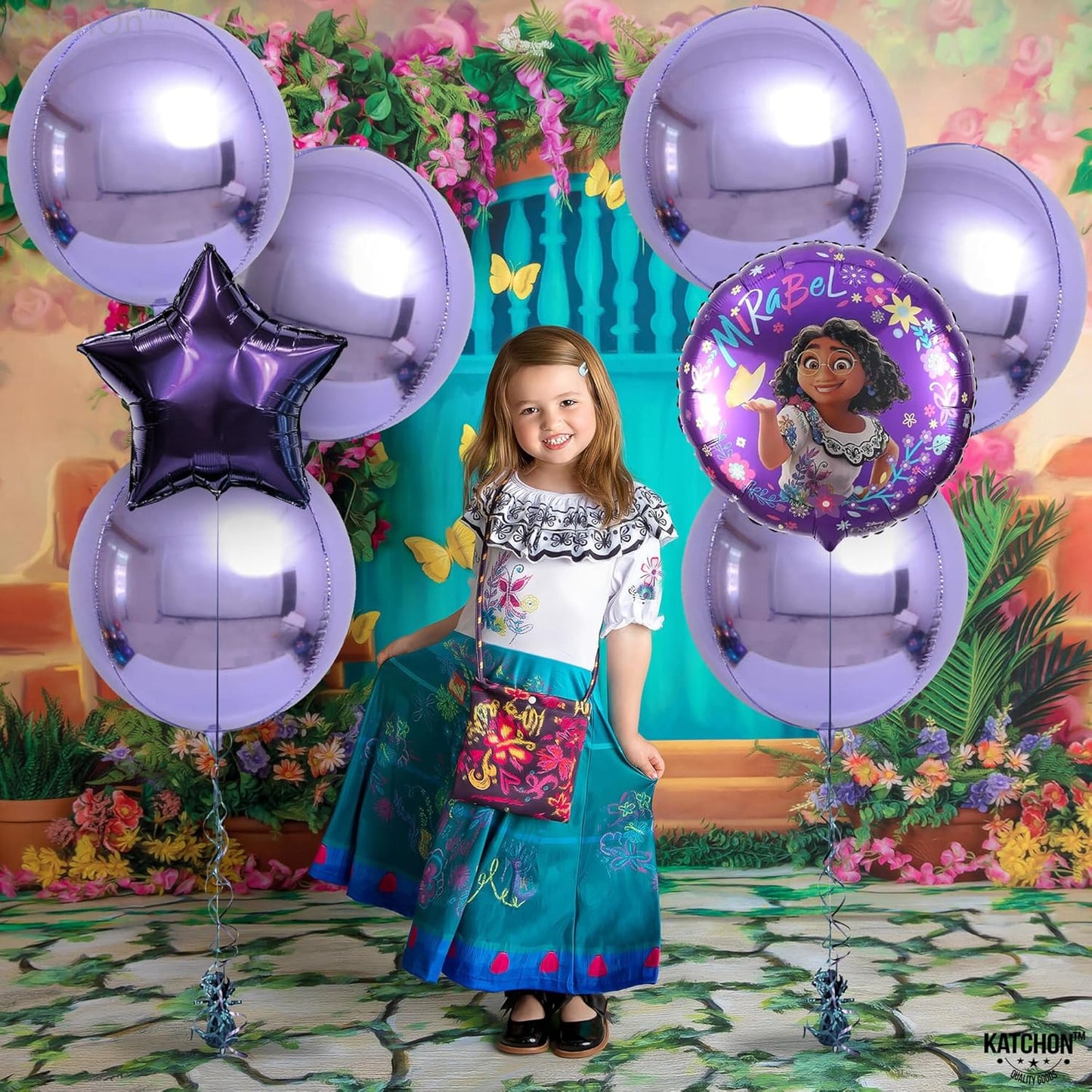 KatchOn, Big Purple Mylar Balloons - 22 Inch, Pack of 6 | Round 4D Metallic Lavender Balloon for Purple Party Decorations | Metallic Balloons for Anniversary | Unicorn, Mermaid Birthday Decorations