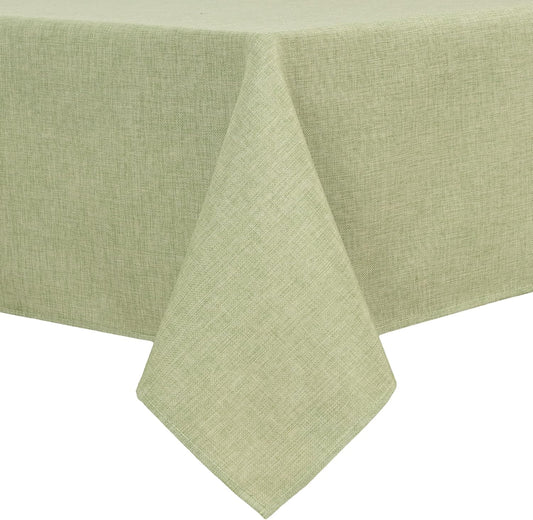 Hiasan Faux Linen Rectangle Tablecloth - Wrinkle and Stain Resistant Washable Table Cloth for Kitchen Dining Room Holiday Table Cover for Dinner, Green, 70 x 120 Inch