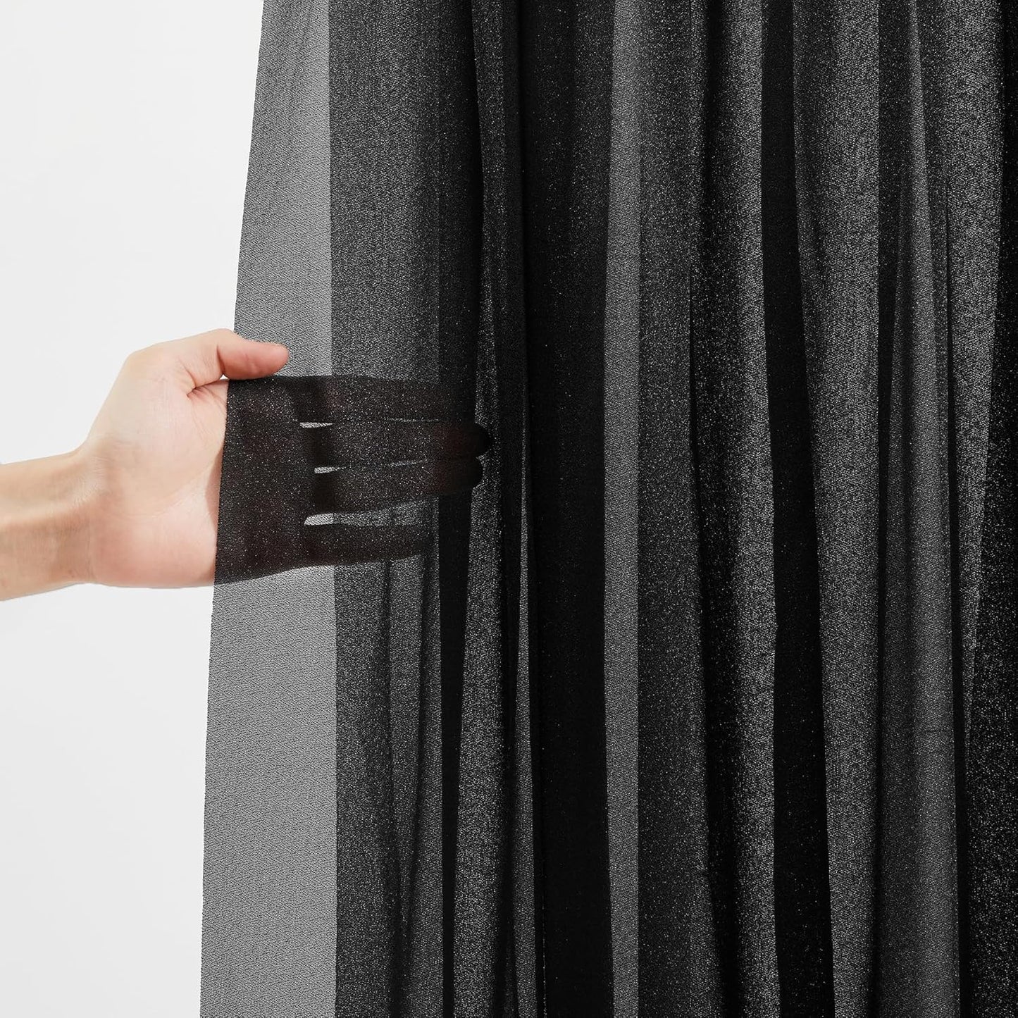 Black Wedding Arch Draping Fabric 3 Panels 30'' x 20FT Black Drapes Sheer Fabric Backdrop Arch Draping Fabrics for Wedding Ceremony Birthday Party Bridal Shower Decoration
