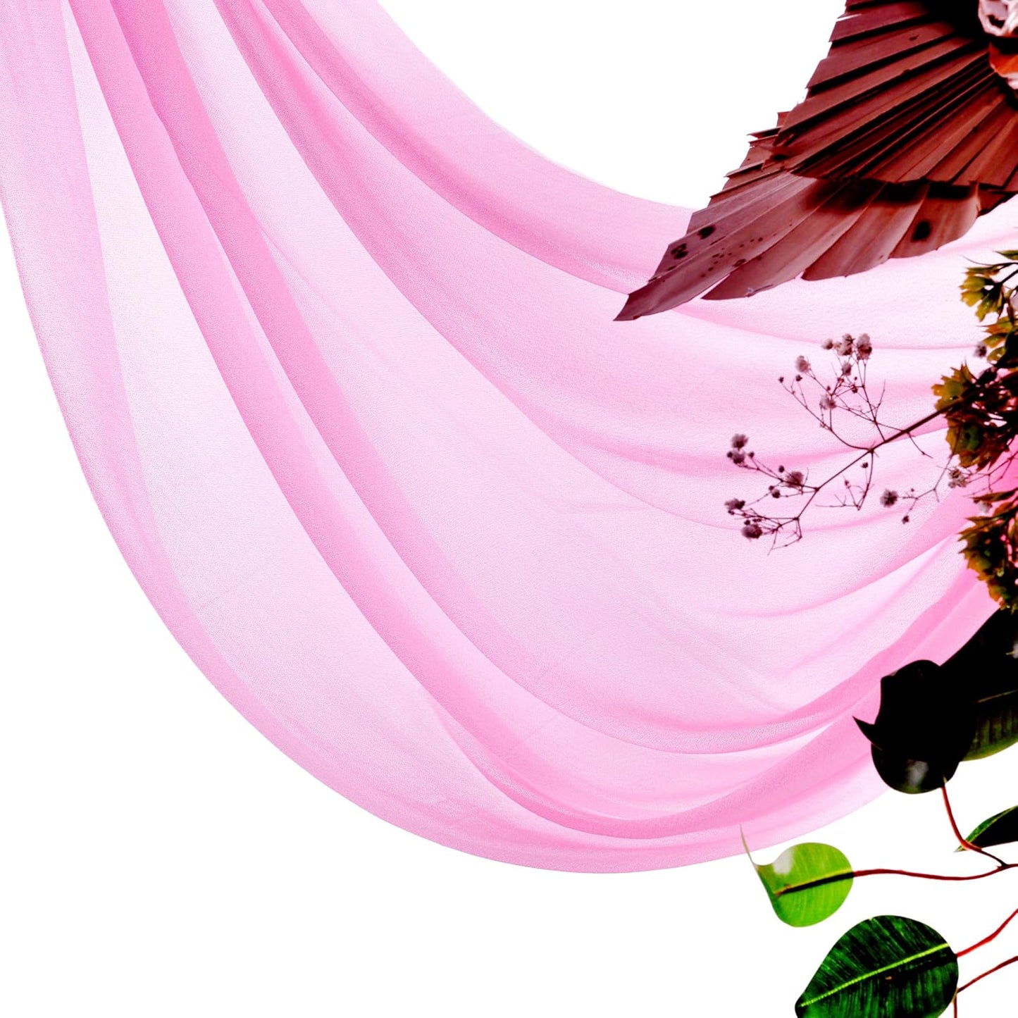 VDS Pack of 4 Panel (30 Inch X 20 Feet) Wedding Arch Draping Fabric Sheer Chiffon Fabric Drapery for Wedding Ceremony Reception Swag Backdrop Canopy Chuppah ARBO Altars Decoration (Bubblegum)