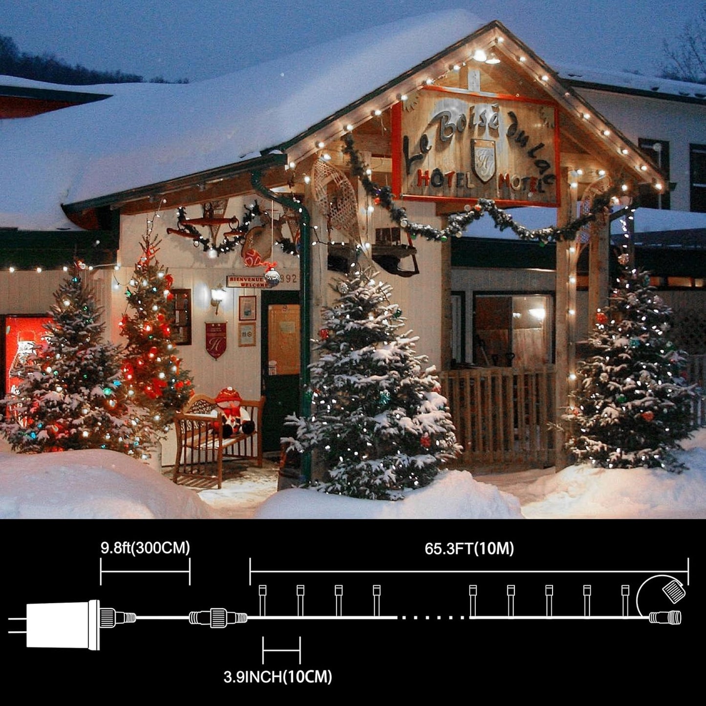 LAMPHOME 33ft Christmas Decorative Mini Lights, 100 LED Transparent Wire Fairy Starry String Lights Plug in, 11 Lighting Modes, for Indoor Outdoor Xmas Tree Wedding Party Decoration (White)