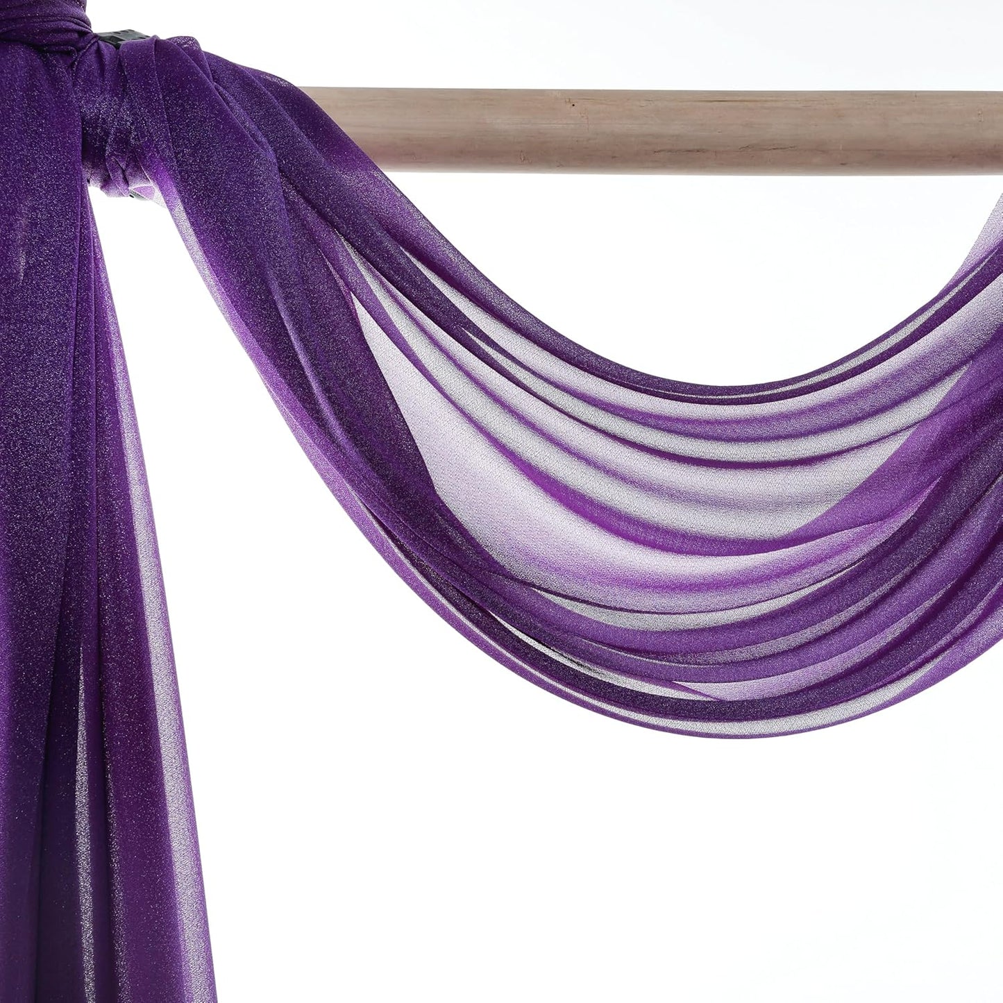 VDS Pack of 1 Panel (30 Inch X 20 Feet) Wedding Arch Draping Fabric Sheer Chiffon Fabric Drapery for Wedding Ceremony Reception Swag Backdrop Canopy Chuppah ARBO Altars Decoration (Purple)