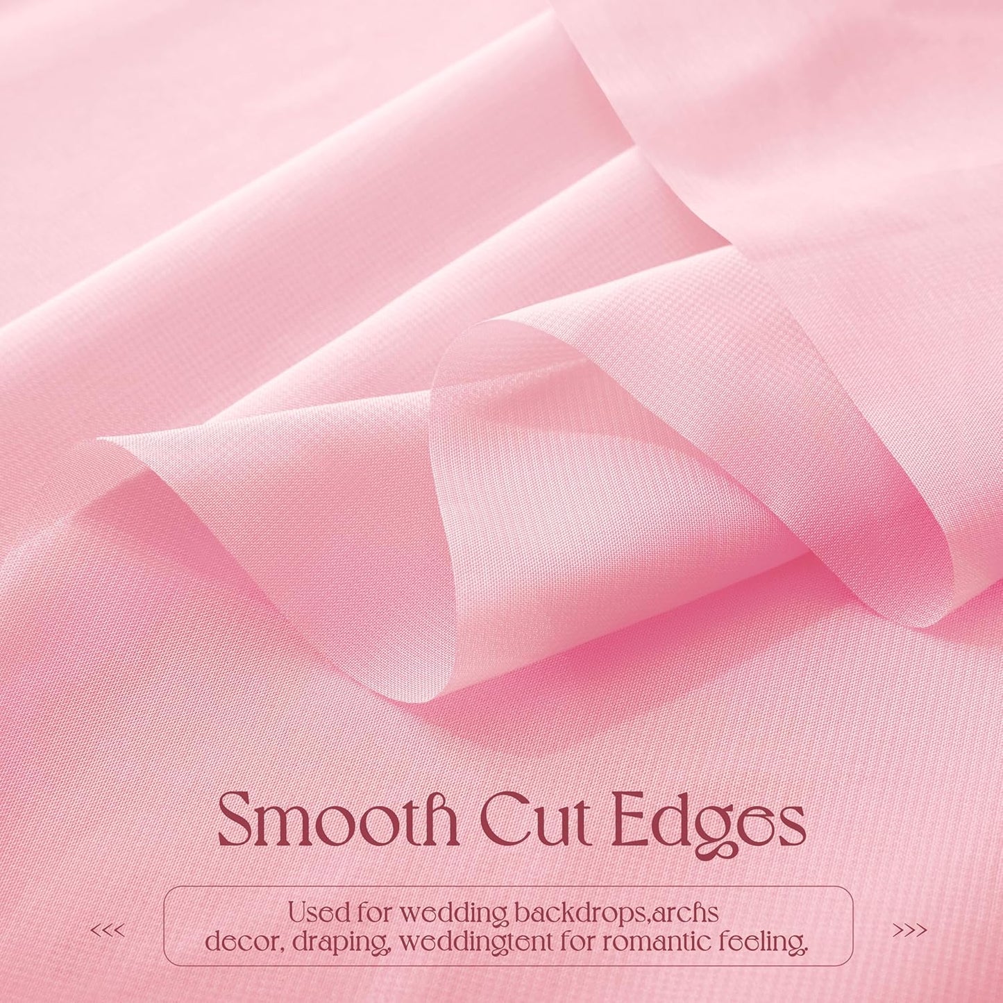 VACVELT Wedding Arch Draping Fabric Blush Pink Chiffon, 2 Panels Sheer Drapes 30 Inch x 20ft Chiffon Backdrop Curtain Wedding Decor, Outdoor Sheer Drapery for Ceremony Party Ceiling