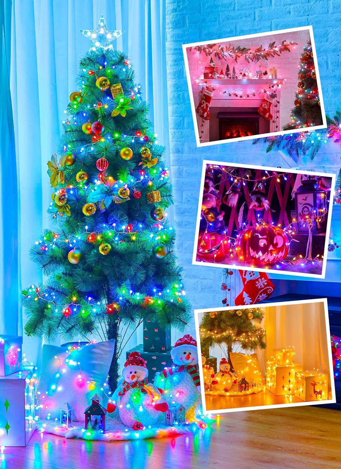 Moonflor Fairy Lights Color Changing - 22 Colors 20FT 200 LED Firecracker Fairy Lights with Remote, Cluster String Lights with 12 Lighting Modes, Halloween Fairy Lights for Bedroom Indoor Christmas