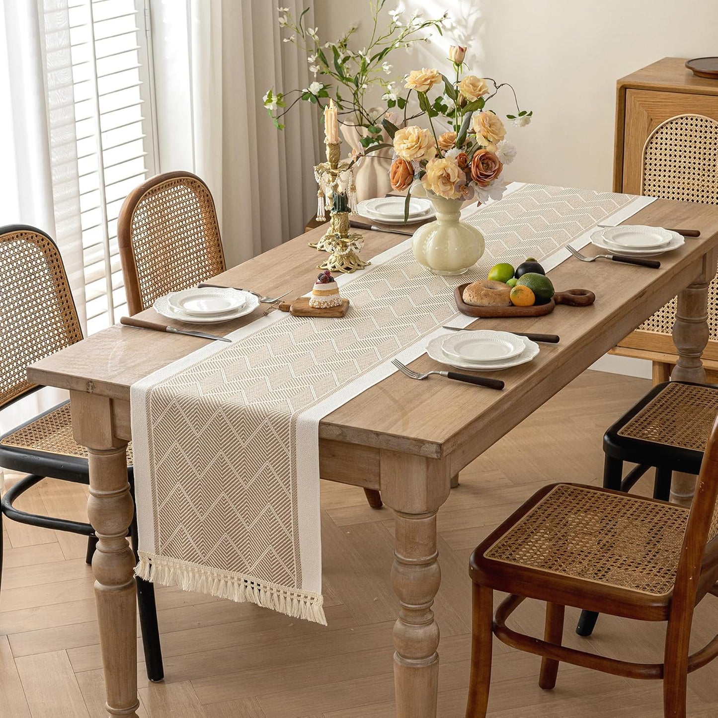 Table Runners 138 Inches,Waterproof Boho Table Runner with Tassel Fringe,Table Runner for Party Coffee Table