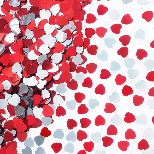 Red Love Heart Valentines Party Table Decorations - Metallic Sequins Heart Confetti, Wedding Engagement Anniversary Just Married Birthday Party Sprinkles, 60g
