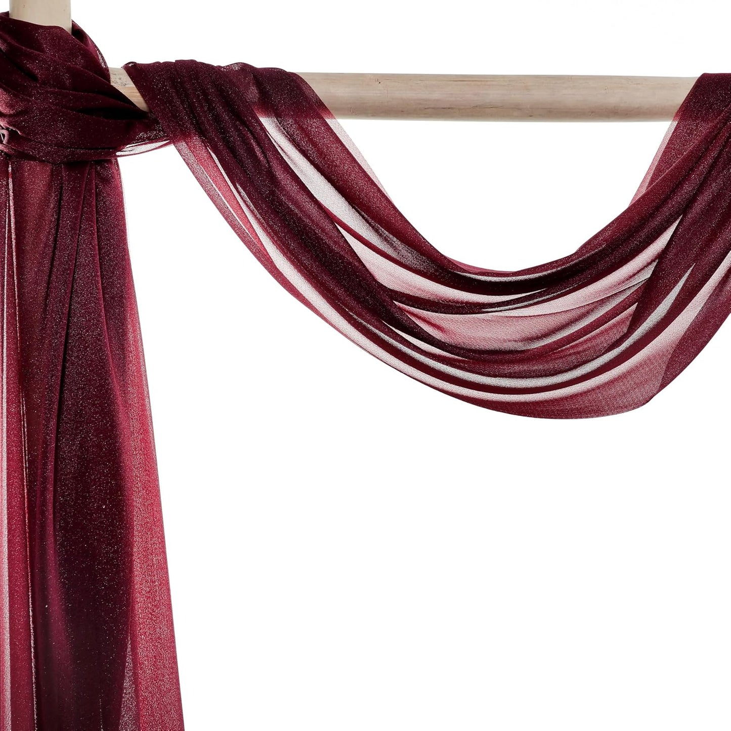 VDS Pack of 1 Panel (30 Inch X 100 Feet) Wedding Arch Draping Fabric Sheer Chiffon Fabric Drapery for Wedding Ceremony Reception Swag Backdrop Canopy Chuppah ARBO Altars Decoration (Burgundy)