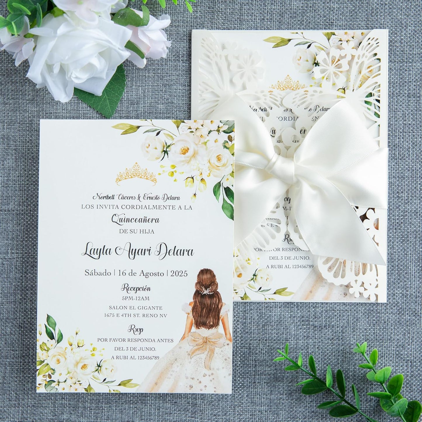 20 PCS 5.12x7.2 Butterfly Quinceanera Invitation, Laser Cut Wedding Invitation Cards with Envelopes for XV Anos Bridal Shower Baby Shower Invite (Ivory)