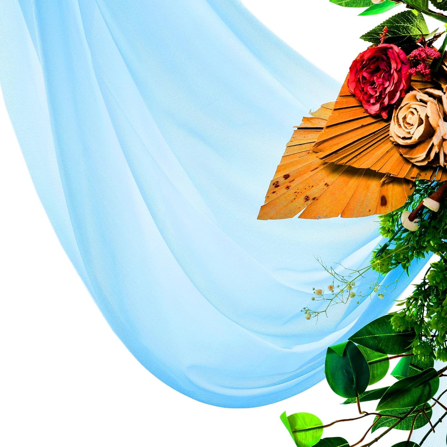 VDS Pack of 2 Panel (30 Inch X 40 Feet) Wedding Arch Draping Fabric Sheer Chiffon Fabric Drapery for Wedding Ceremony Reception Swag Backdrop Canopy Chuppah ARBO Altars Decoration (Turquoise)