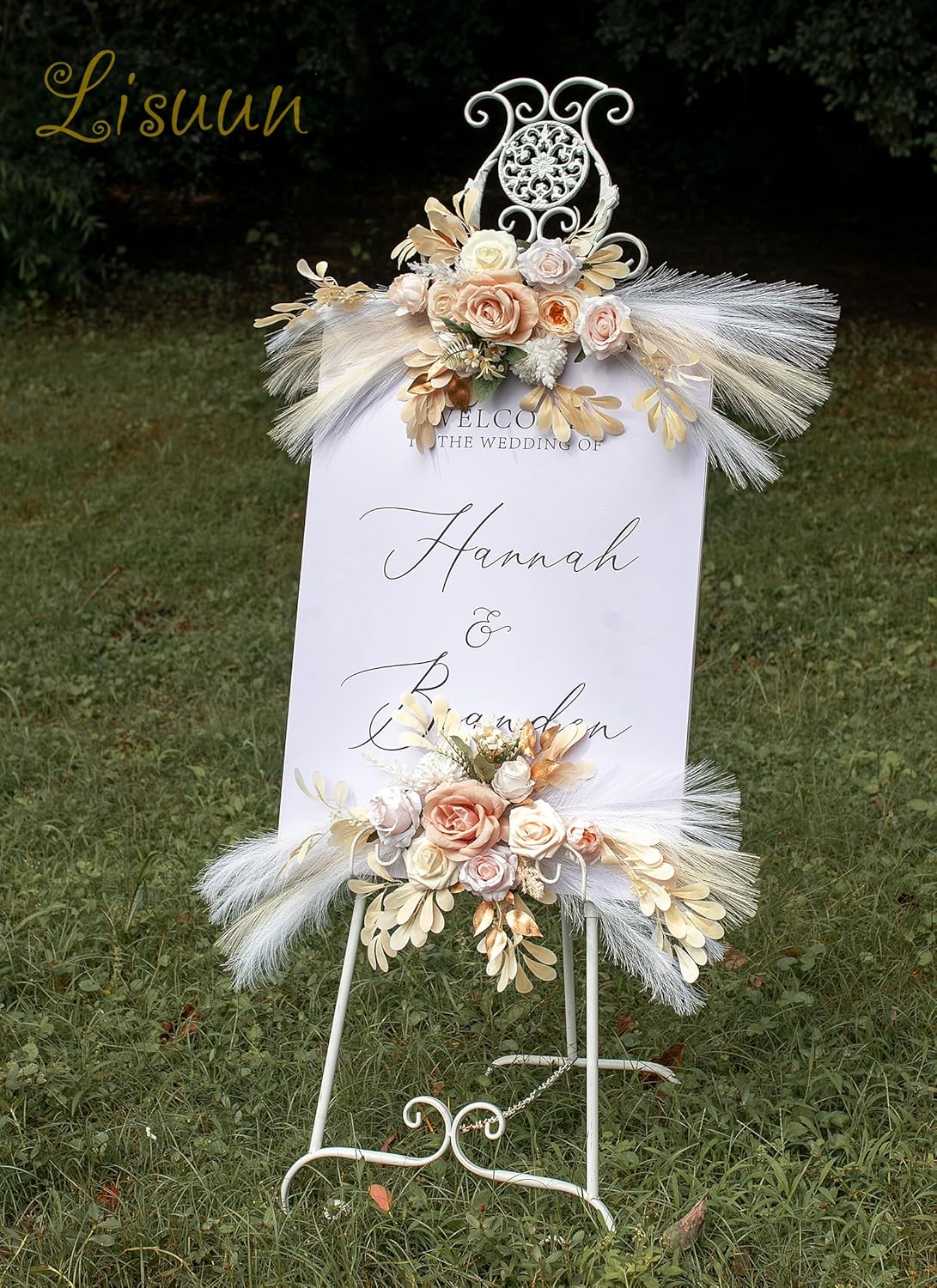 Wedding Arch Flowers, Artificial Flowers for Reception Backdrop and Welcome Ceremony Sign, Large Flower Swag for Dreamy Romantic Wedding Ceremony Floral Decor - Pack of 2