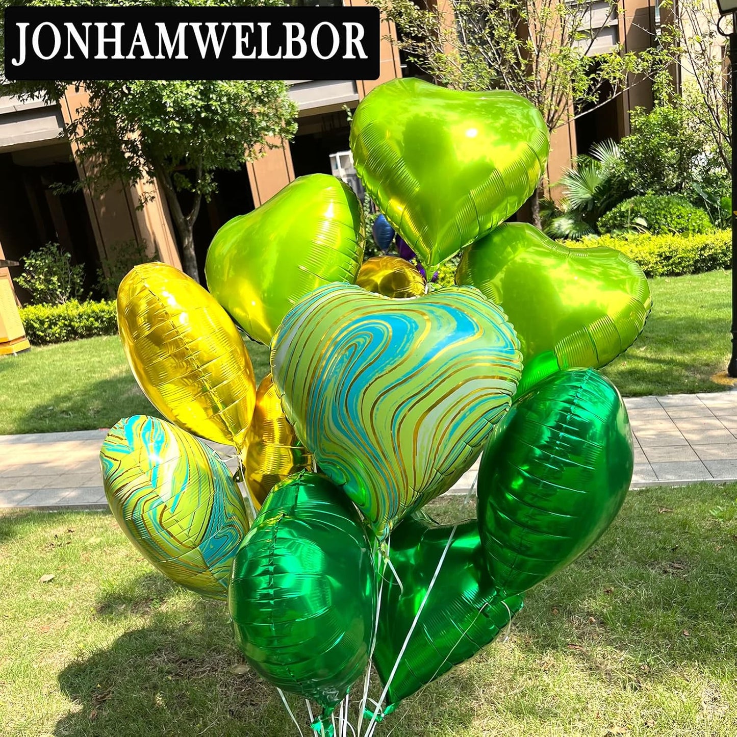 Jonhamwelbor 20Pcs 18 inch Lime Green Foil Mylar Heart Shape Balloons Decorations Valentines Birthday Wedding Baby Shower Party (Lime Green)