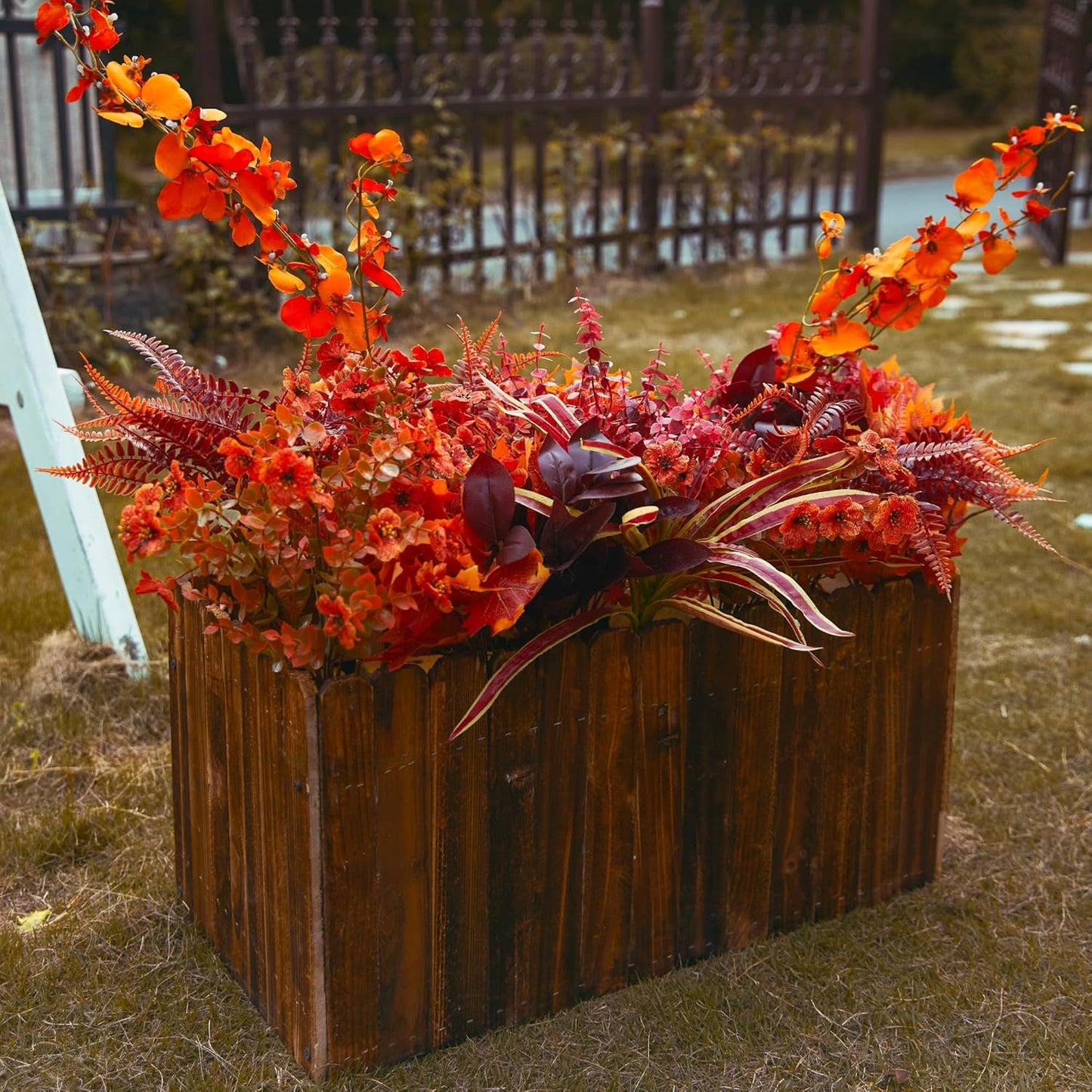 PARTY JOY 15 Bunches Artificial Fall Flowers Faux Fake Orchid Autumn Plants Flowers for Outdoors Thanksgiving Autumn Decor Decorations for Home